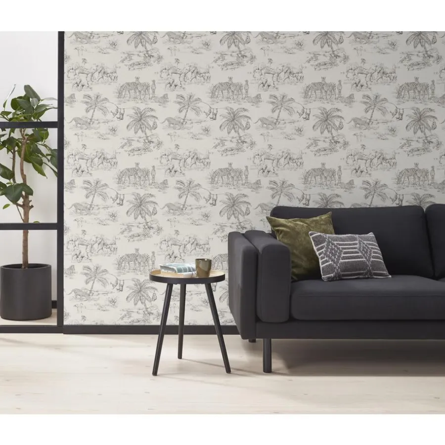 Kwantum Vliesbehang*Behang Marcel Grijs