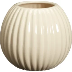 Kwantum Vazen & Potten*Bloempot Ribbel Off-White 15x13 Cm Offwhite