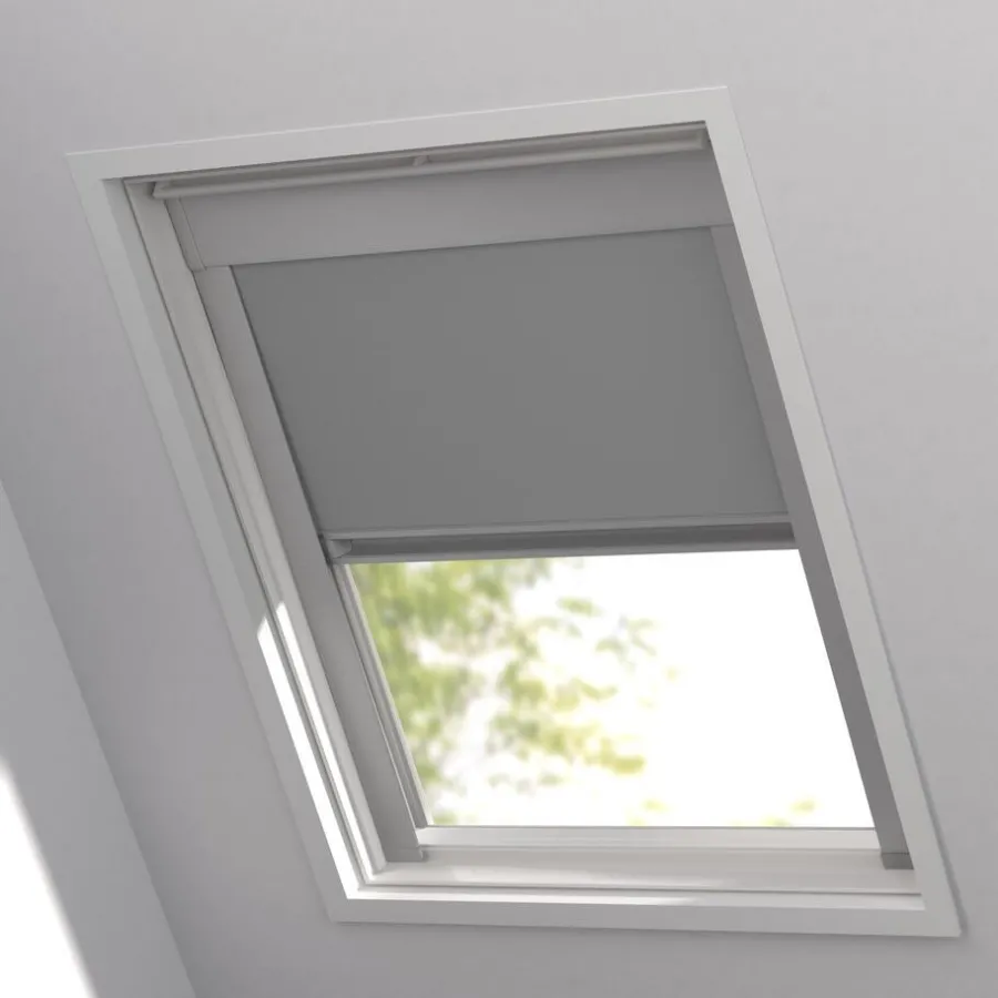 Kwantum Dakraam Rolgordijnen|Rolgordijnen*Fenstr Dakraam Rolgordijn Dave Grijs Verduisterend LichtGrijs