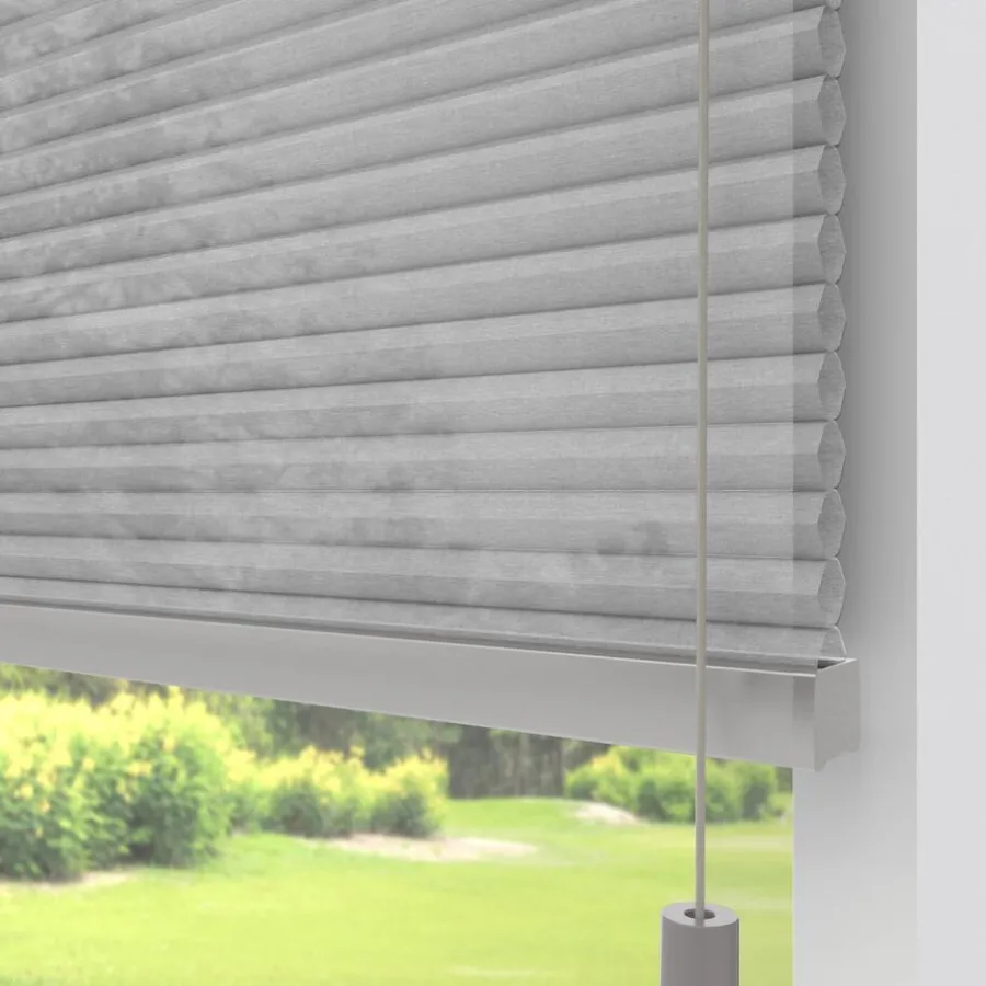 Kwantum Plisségordijnen*Fenstr Dubbel Plissé Jana Grijs Lichtdoorlatend LichtGrijs