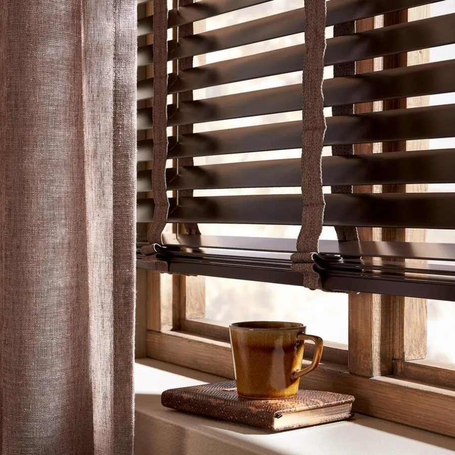 Kwantum Houten Jaloezieën|Jaloezieën*Fenstr Houten Jaloezie Harm Bruin 50mm