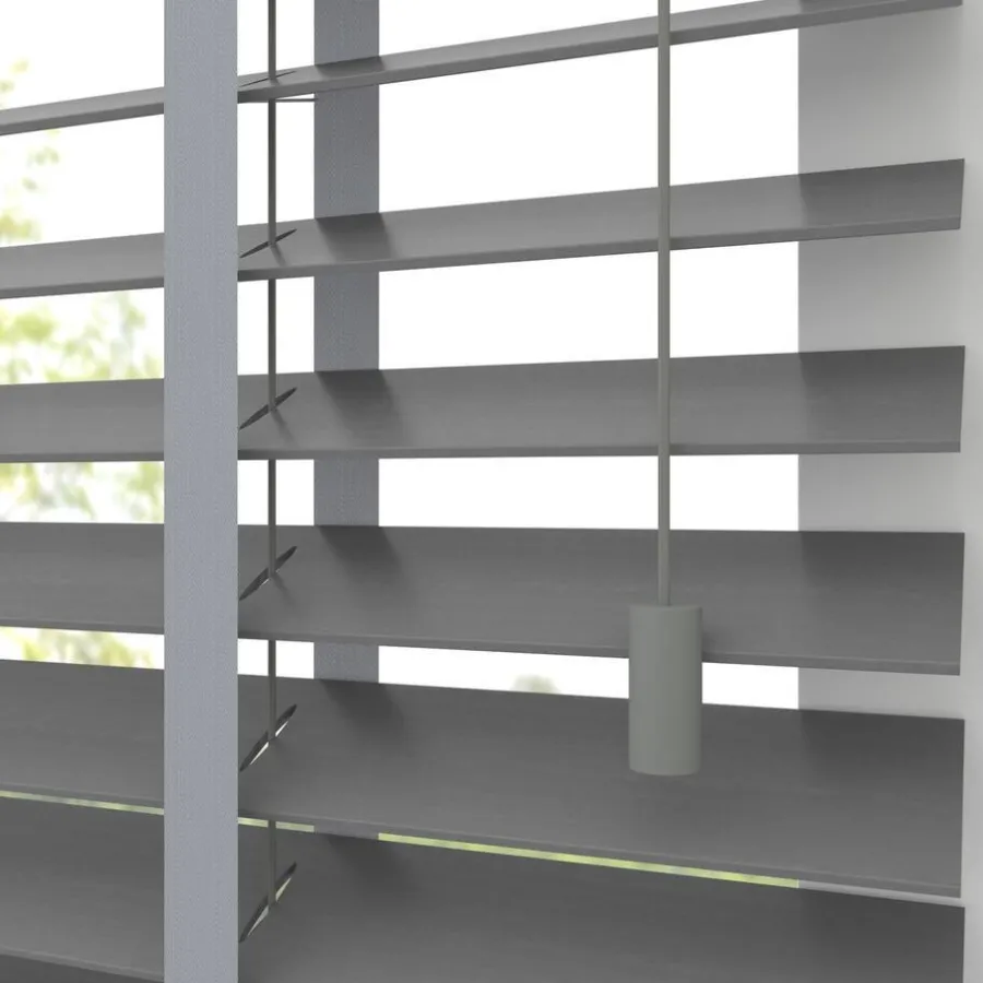 Kwantum Houten Jaloezieën|Jaloezieën*Fenstr Houten Jaloezie Wouter Midden Grijs 50mm Mid.Grijs