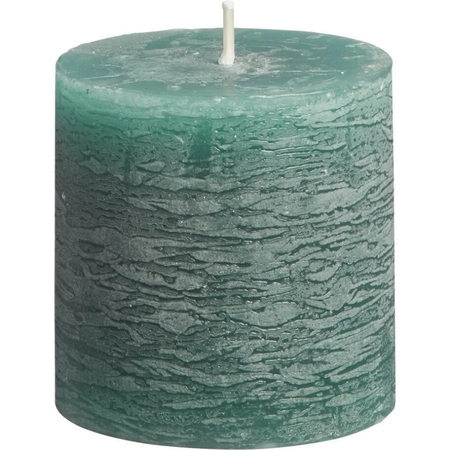 Kwantum Kaarsen & Theelichten|Kaarsen & Theelichten*Kaars Rustiek Donkergroen 7x7 Cm 007X007CM
