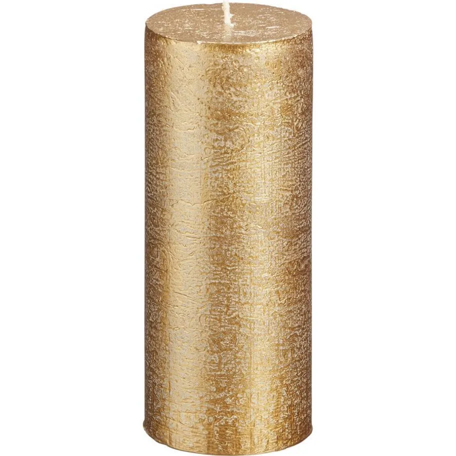 Kwantum Kaarsen & Theelichten|Kaarsen & Theelichten*Kaars Rustiek Goud 7x17 Cm 007X017CM