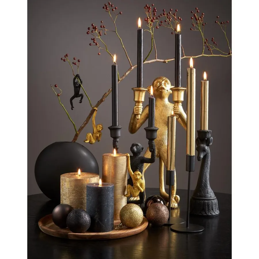 Kwantum Kaarsen & Theelichten|Kaarsen & Theelichten*Kaars Rustiek Goud 7x17 Cm 007X017CM