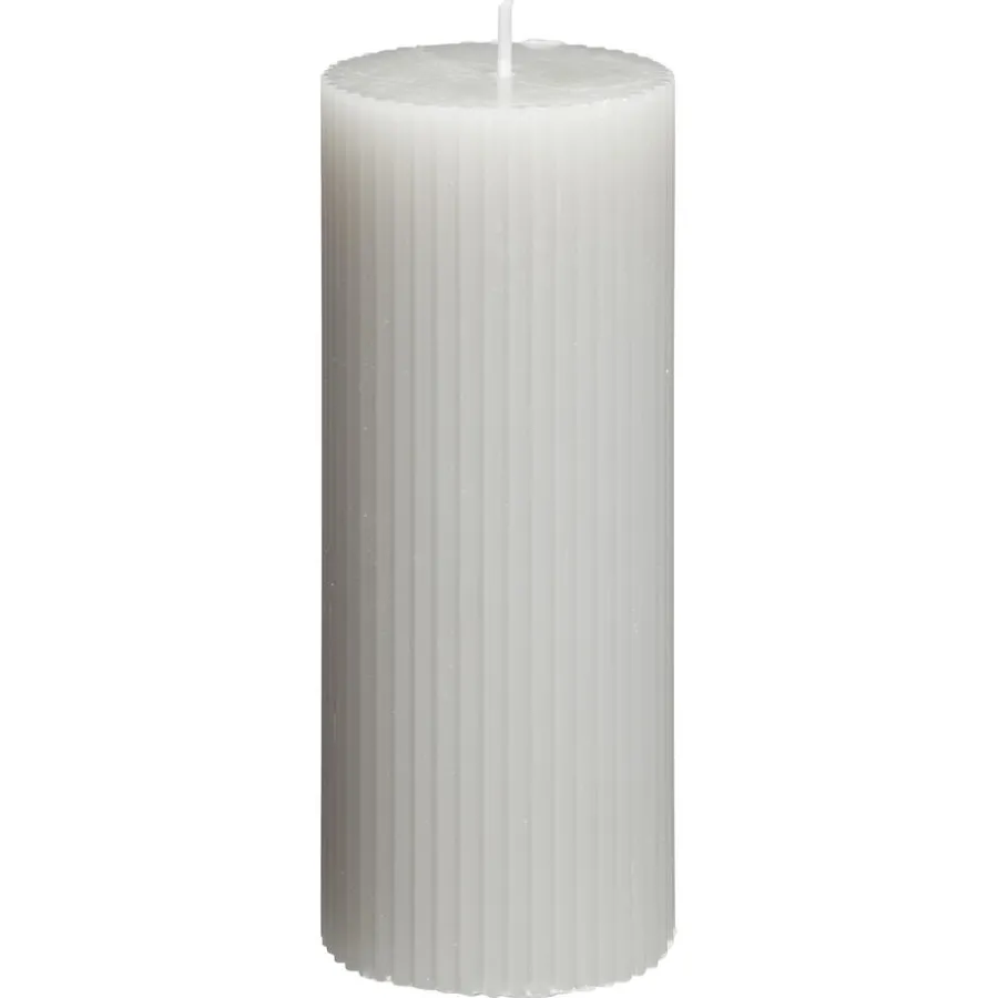 Kwantum Kaarsen & Theelichten|Kaarsen & Theelichten*Kaars Rustiek Ribbel Grijs 15 Cm 015CM