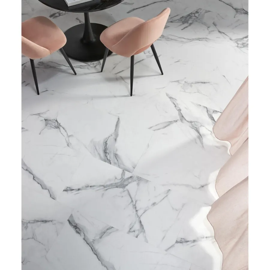 Kwantum Klik Pvc-Vloeren*Klik PVC Marble Wit Tegel XL Plank Je berekent hoeveel meters je nodig hebt door lengte en breedte in te vullen