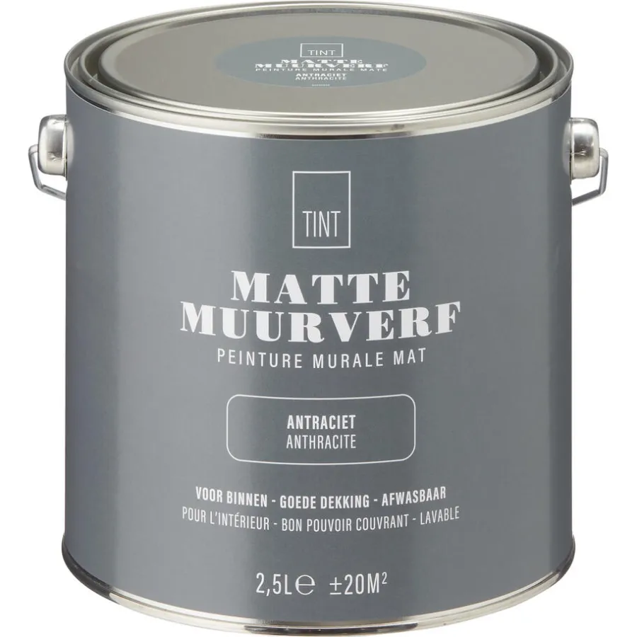 Kwantum Muurverf*Muurverf Mat Antraciet 2.5 L 2.5L