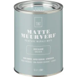 Kwantum Muurverf*Muurverf Mat Grijs Blauw 1 L 1L