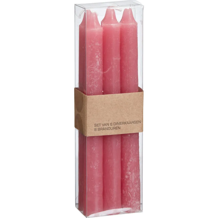 Kwantum Kaarsen & Theelichten|Kaarsen & Theelichten*S/6 Dinerkaars Rustiek Roze