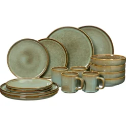 Kwantum Kerstservies|Serviessets*Serviesset 16-Delig Glazuur Groen