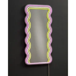 Kwantum Spiegels|Wandlampen*Spiegel Met Verlichting - Wave - Neon - - 70x35 Cm Multicolor