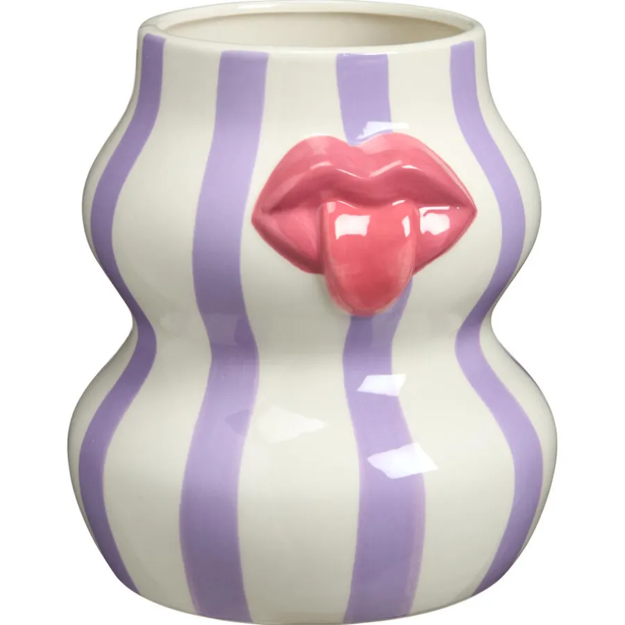 Kwantum Vazen & Potten*Vaas Lip Gestreept Lila
